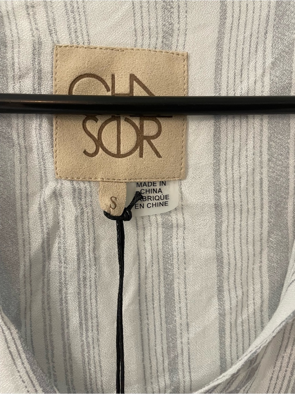 Chaser White and Gray Striped Hooded Tunic Top - Picture 2 of 7